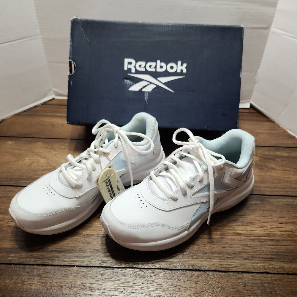 Reebok Memorytech Tennis Shoes White W/Blue  8